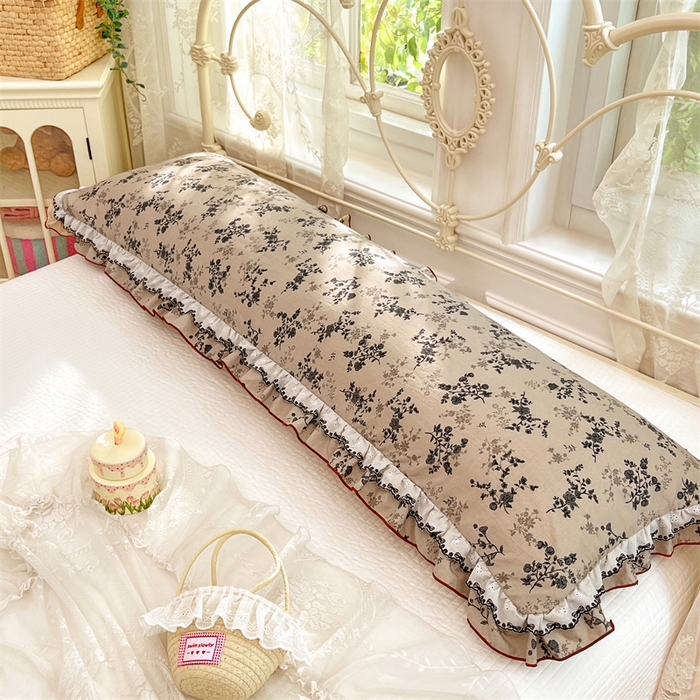 91家纺网 家纺一手货源 找家纺 梦舒羽 2026新款A类云朵棉蕾丝双层花边枕套加长双人情侣1.8米枕芯内胆套1.5m枕头 花时令