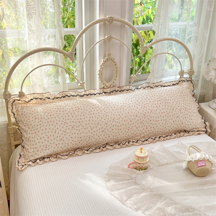 91家纺网 家纺一手货源 找家纺 梦舒羽 2026新款A类云朵棉蕾丝双层花边枕套加长双人情侣1.8米枕芯内胆套1.5m枕头 苏颜粉