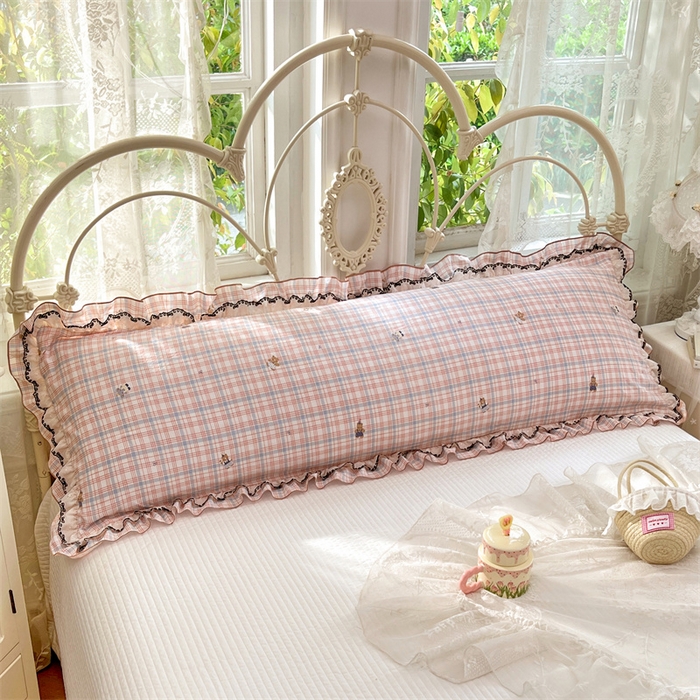 91家纺网 家纺一手货源 找家纺 梦舒羽 2026新款A类云朵棉蕾丝双层花边枕套加长双人情侣1.8米枕芯内胆套1.5m枕头 幸运熊