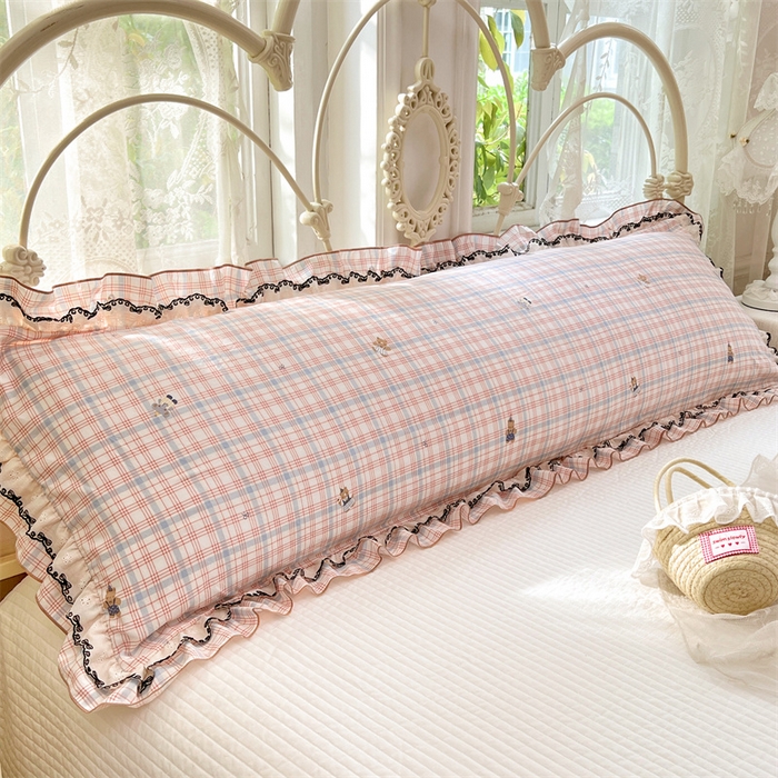 梦舒羽 2026新款A类云朵棉蕾丝双层花边枕套加长双人情侣1.8米枕芯内胆套1.5m枕头 幸运熊