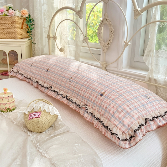 91家纺网 家纺一手货源 找家纺 梦舒羽 2026新款A类云朵棉蕾丝双层花边枕套加长双人情侣1.8米枕芯内胆套1.5m枕头 幸运熊