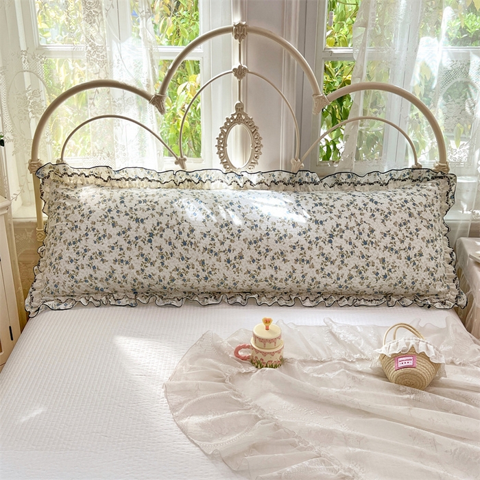 91家纺网 家纺一手货源 找家纺 梦舒羽 2026新款A类云朵棉蕾丝双层花边枕套加长双人情侣1.8米枕芯内胆套1.5m枕头 蓝岛风铃