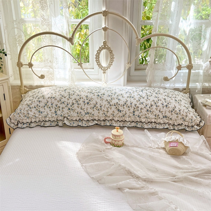 91家纺网 家纺一手货源 找家纺 梦舒羽 2026新款A类云朵棉蕾丝双层花边枕套加长双人情侣1.8米枕芯内胆套1.5m枕头 蓝岛风铃