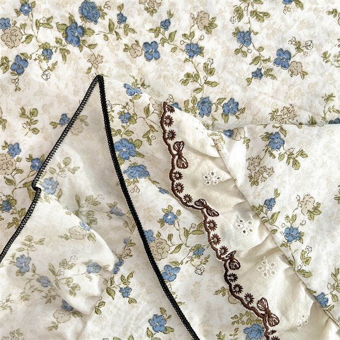 91家纺网 家纺一手货源 找家纺 梦舒羽 2026新款A类云朵棉蕾丝双层花边枕套加长双人情侣1.8米枕芯内胆套1.5m枕头 蓝岛风铃