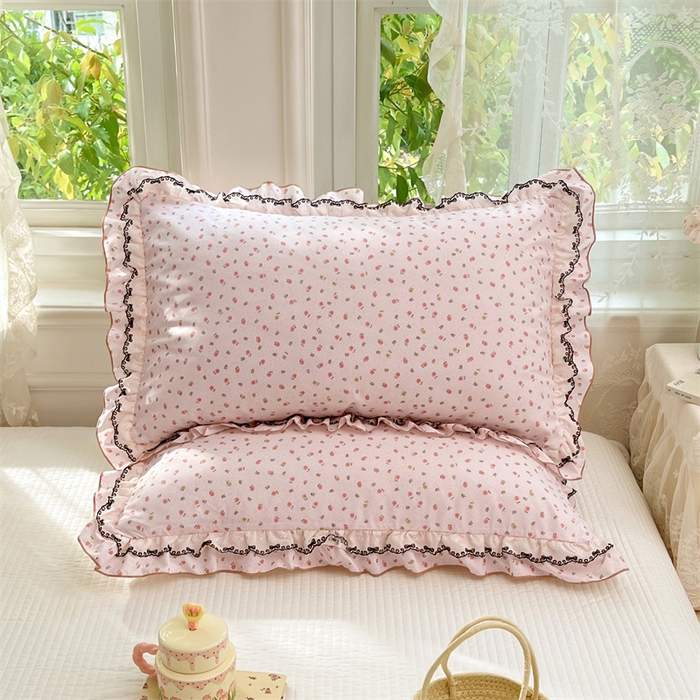 91家纺网 家纺一手货源 找家纺 （总）梦舒羽 2026新款A类云朵棉蕾丝双层花边枕套宿舍单人单只一只装枕芯48x74cm内胆套