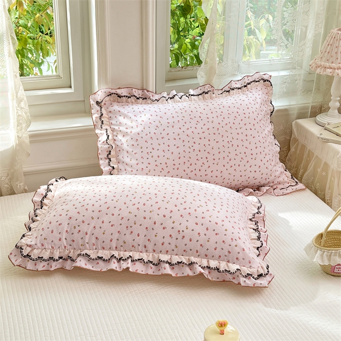 91家纺网 家纺一手货源 找家纺 （总）梦舒羽 2026新款A类云朵棉蕾丝双层花边枕套宿舍单人单只一只装枕芯48x74cm内胆套