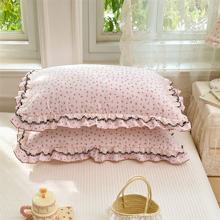 91家纺网 家纺一手货源 找家纺 （总）梦舒羽 2026新款A类云朵棉蕾丝双层花边枕套宿舍单人单只一只装枕芯48x74cm内胆套