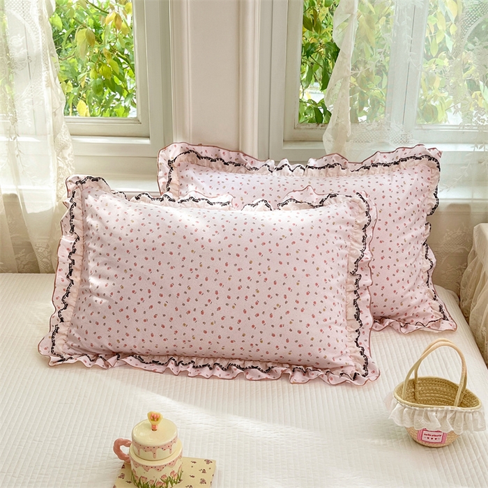 91家纺网 家纺一手货源 找家纺 （总）梦舒羽 2026新款A类云朵棉蕾丝双层花边枕套宿舍单人单只一只装枕芯48x74cm内胆套