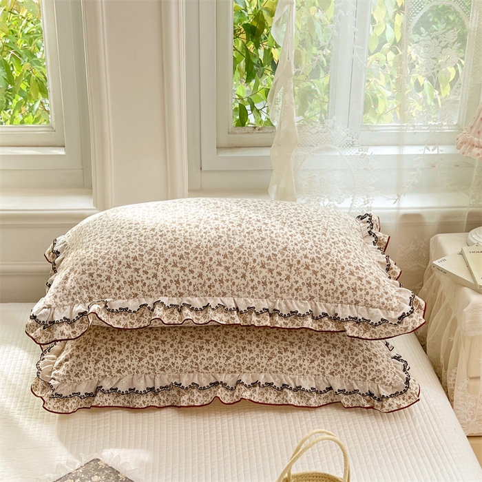 91家纺网 家纺一手货源 找家纺 梦舒羽 2026新款A类云朵棉蕾丝双层花边枕套宿舍单人单只一只装枕芯48x74cm内胆套 浮影