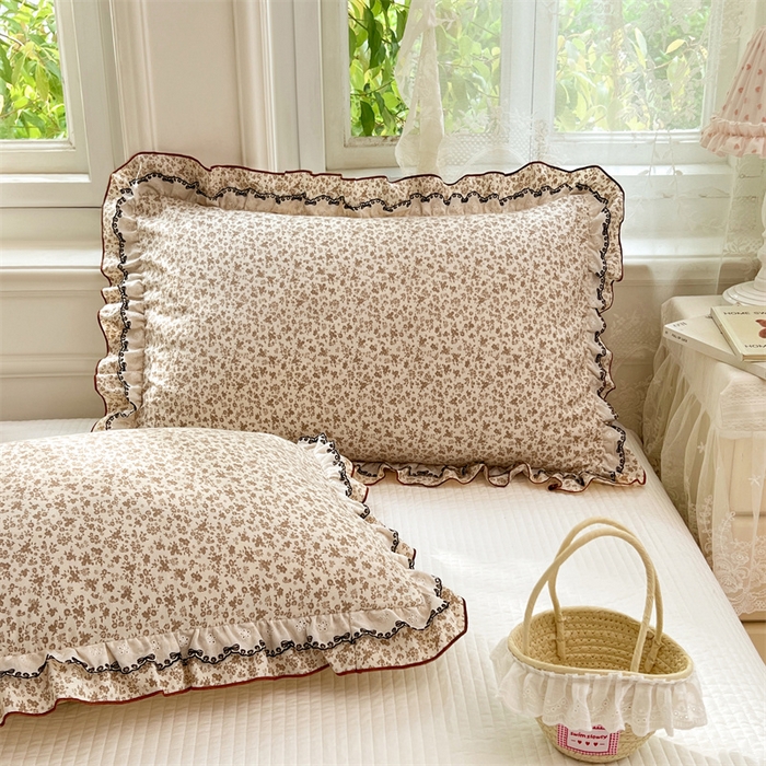 91家纺网 家纺一手货源 找家纺 梦舒羽 2026新款A类云朵棉蕾丝双层花边枕套宿舍单人单只一只装枕芯48x74cm内胆套 浮影