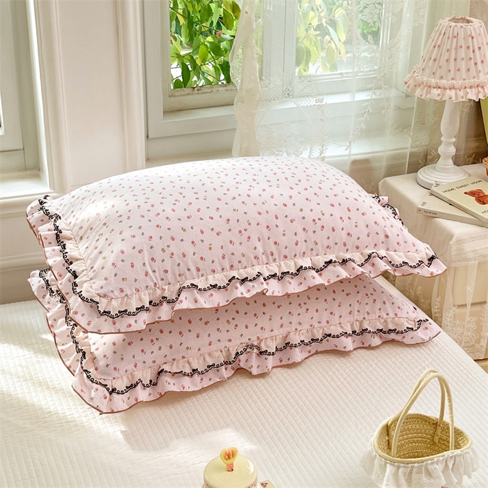 91家纺网 家纺一手货源 找家纺 （总）梦舒羽 2026新款A类云朵棉蕾丝双层花边枕套宿舍单人单只一只装枕芯48x74cm内胆套