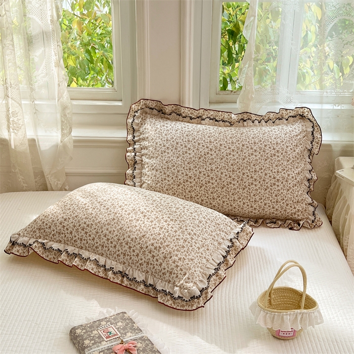 91家纺网 家纺一手货源 找家纺 梦舒羽 2026新款A类云朵棉蕾丝双层花边枕套宿舍单人单只一只装枕芯48x74cm内胆套 浮影