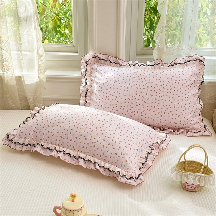 91家纺网 家纺一手货源 找家纺 （总）梦舒羽 2026新款A类云朵棉蕾丝双层花边枕套宿舍单人单只一只装枕芯48x74cm内胆套