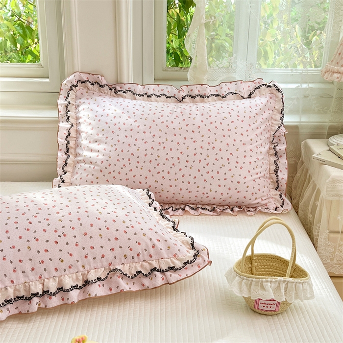 91家纺网 家纺一手货源 找家纺 （总）梦舒羽 2026新款A类云朵棉蕾丝双层花边枕套宿舍单人单只一只装枕芯48x74cm内胆套