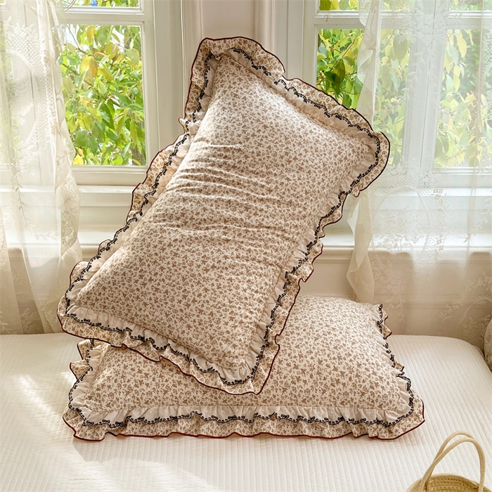 91家纺网 家纺一手货源 找家纺 梦舒羽 2026新款A类云朵棉蕾丝双层花边枕套宿舍单人单只一只装枕芯48x74cm内胆套 浮影