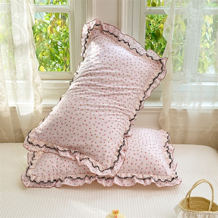 91家纺网 家纺一手货源 找家纺 （总）梦舒羽 2026新款A类云朵棉蕾丝双层花边枕套宿舍单人单只一只装枕芯48x74cm内胆套