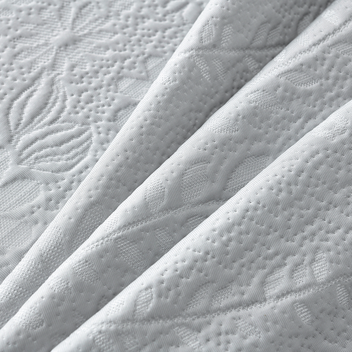 91家纺网 家纺一手货源 找家纺 畅畅家纺 2026春夏新款夏季3D立体冰豆豆凉席席子床裙三件套 花香怡人-灰