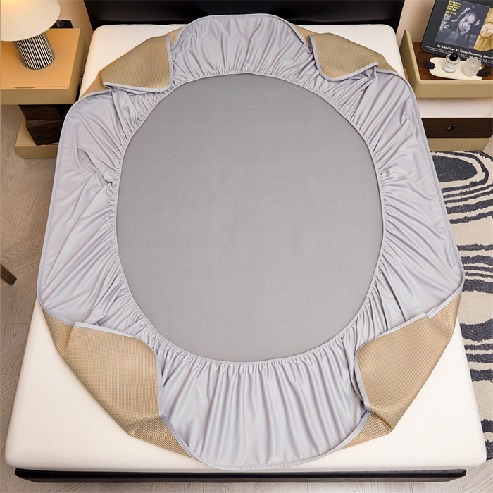 91家纺网 家纺一手货源 找家纺 女子家纺 2026新款碳光冰丝床笠款加厚三明治凉感凉席保护套夏季床罩席子凉席 千鸟格-床笠款-香槟金