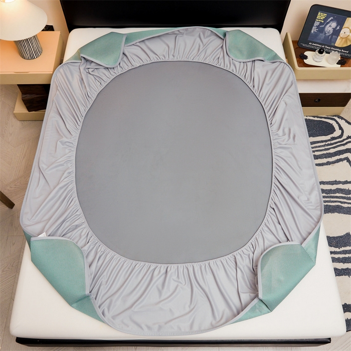 91家纺网 家纺一手货源 找家纺 女子家纺 2026新款碳光冰丝床笠款加厚三明治凉感凉席保护套夏季床罩席子凉席 千鸟格-床笠款-松石绿