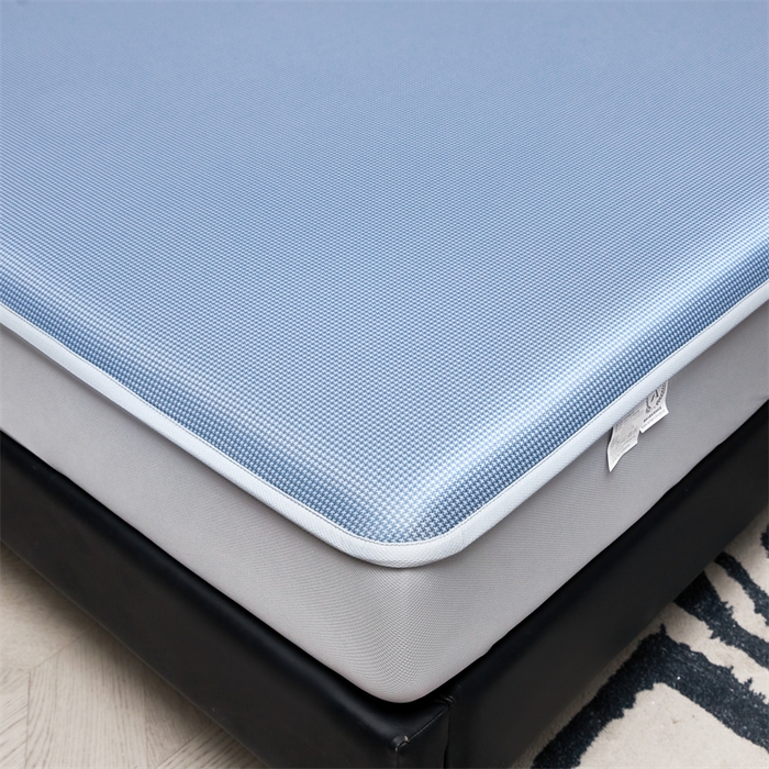 91家纺网 家纺一手货源 找家纺 女子家纺 2026新款碳光冰丝床笠款加厚三明治凉感凉席保护套夏季床罩席子凉席 千鸟格-床笠款-海星蓝