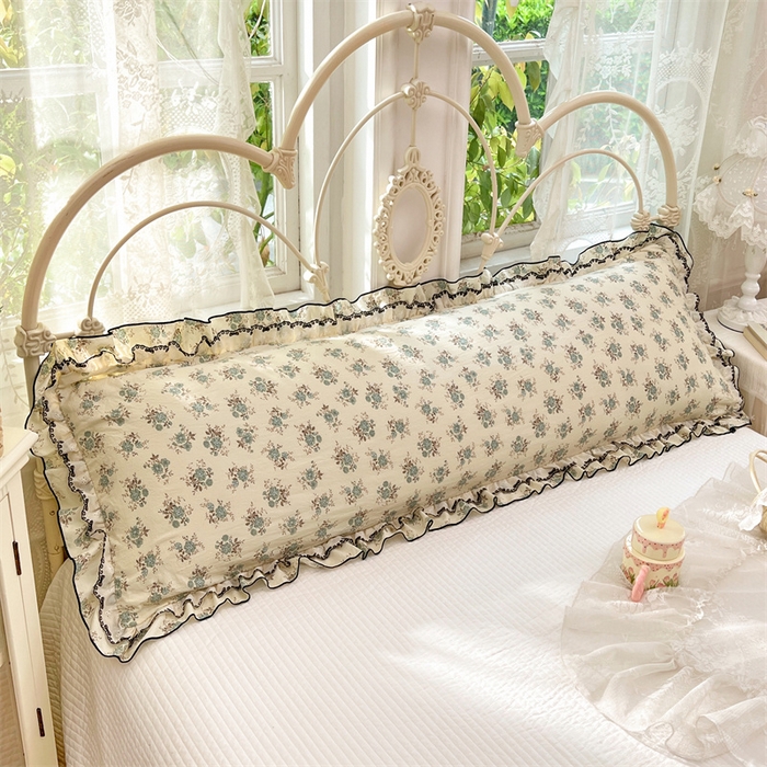 91家纺网 家纺一手货源 找家纺 圣比熊 2026新款A类云朵棉蕾丝双层花边枕套加长双人情侣1.8米枕芯内胆套1.5m枕头 绿涧