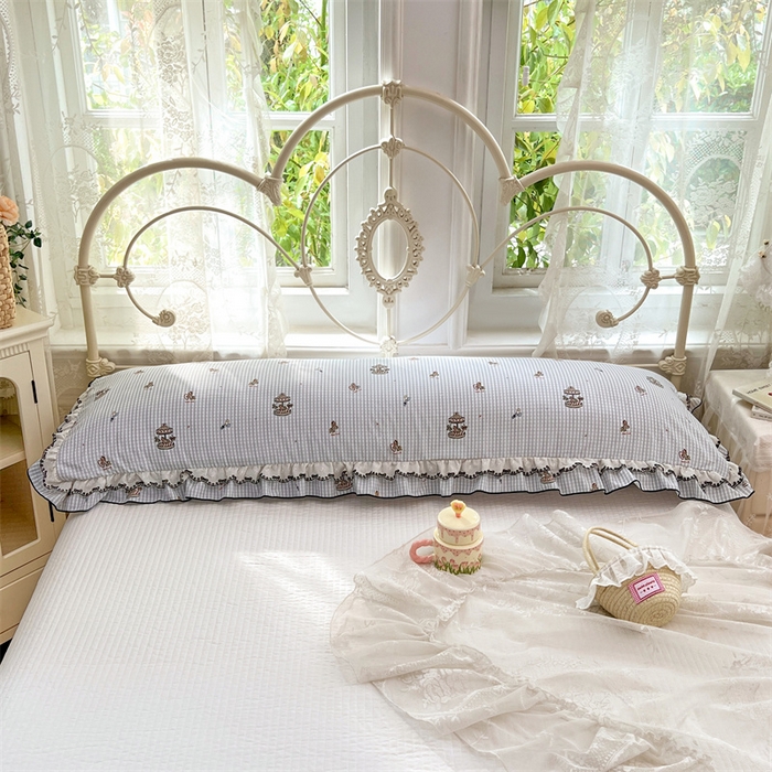 91家纺网 家纺一手货源 找家纺 圣比熊 2026新款A类云朵棉蕾丝双层花边枕套加长双人情侣1.8米枕芯内胆套1.5m枕头 旋转木马