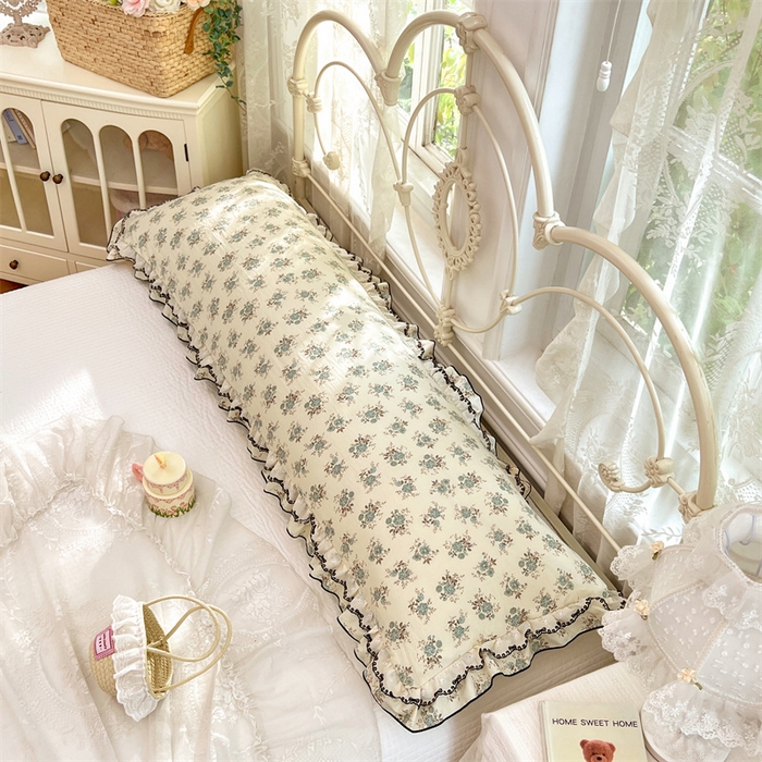 91家纺网 家纺一手货源 找家纺 圣比熊 2026新款A类云朵棉蕾丝双层花边枕套加长双人情侣1.8米枕芯内胆套1.5m枕头 绿涧