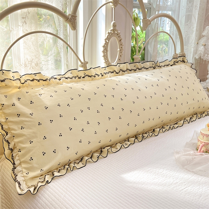 圣比熊 2026新款A类云朵棉蕾丝双层花边枕套加长双人情侣1.8米枕芯内胆套1.5m枕头 樱桃花语