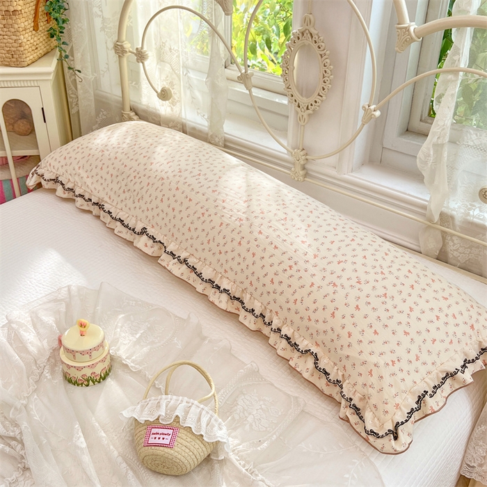 91家纺网 家纺一手货源 找家纺 圣比熊 2026新款A类云朵棉蕾丝双层花边枕套加长双人情侣1.8米枕芯内胆套1.5m枕头 苏颜粉