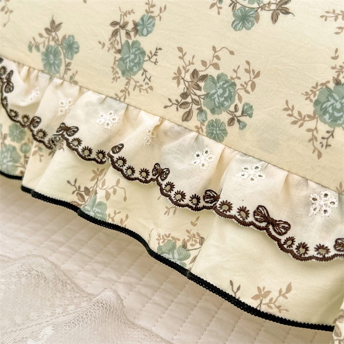 91家纺网 家纺一手货源 找家纺 圣比熊 2026新款A类云朵棉蕾丝双层花边枕套加长双人情侣1.8米枕芯内胆套1.5m枕头 绿涧