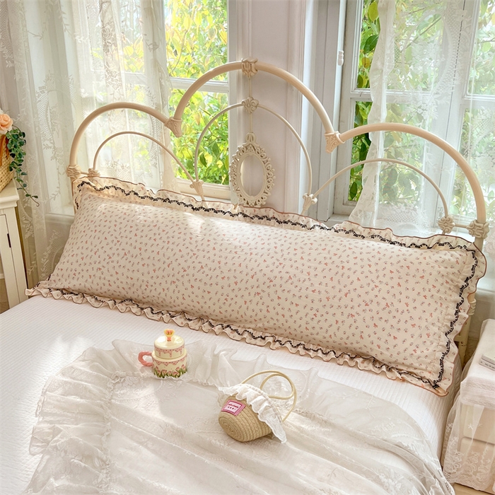 91家纺网 家纺一手货源 找家纺 圣比熊 2026新款A类云朵棉蕾丝双层花边枕套加长双人情侣1.8米枕芯内胆套1.5m枕头 苏颜粉