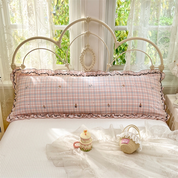 91家纺网 家纺一手货源 找家纺 圣比熊 2026新款A类云朵棉蕾丝双层花边枕套加长双人情侣1.8米枕芯内胆套1.5m枕头 幸运熊