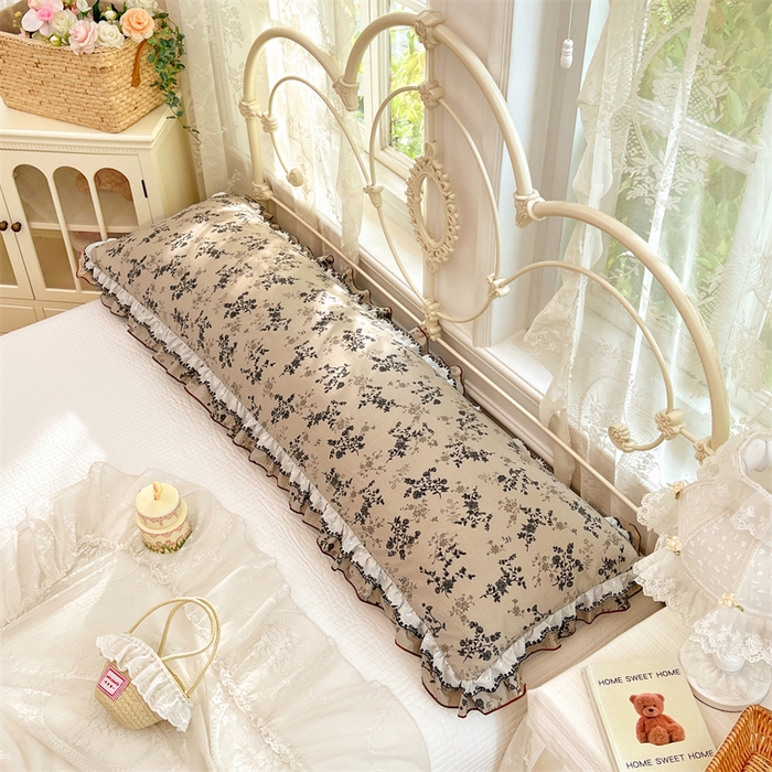 91家纺网 家纺一手货源 找家纺 圣比熊 2026新款A类云朵棉蕾丝双层花边枕套加长双人情侣1.8米枕芯内胆套1.5m枕头 花时令