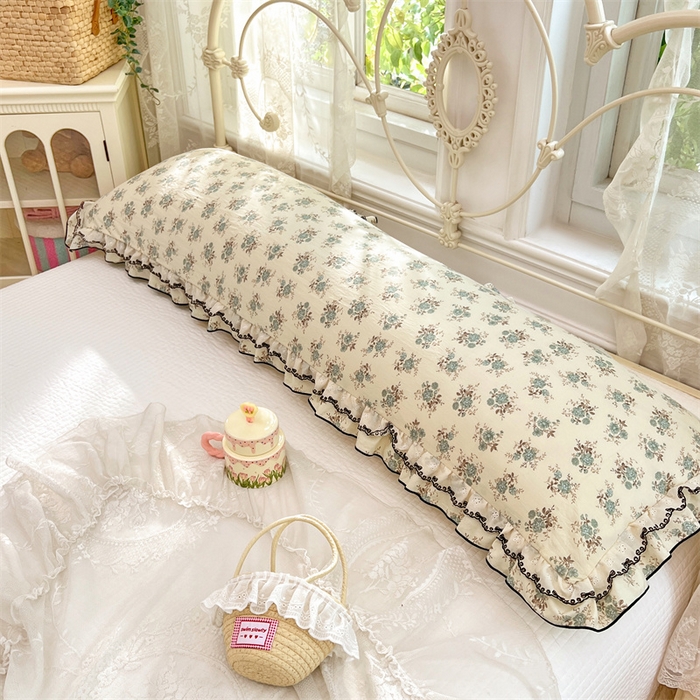 91家纺网 家纺一手货源 找家纺 圣比熊 2026新款A类云朵棉蕾丝双层花边枕套加长双人情侣1.8米枕芯内胆套1.5m枕头 绿涧