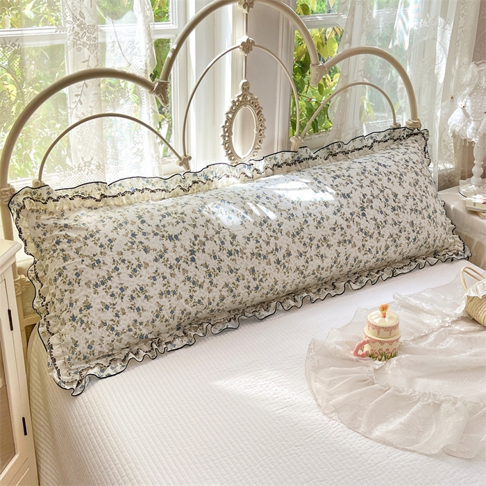 91家纺网 家纺一手货源 找家纺 圣比熊 2026新款A类云朵棉蕾丝双层花边枕套加长双人情侣1.8米枕芯内胆套1.5m枕头 蓝岛风铃