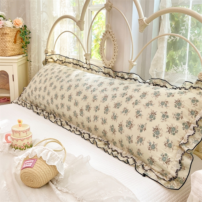 91家纺网 家纺一手货源 找家纺 圣比熊 2026新款A类云朵棉蕾丝双层花边枕套加长双人情侣1.8米枕芯内胆套1.5m枕头 绿涧