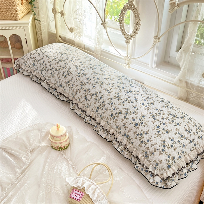 91家纺网 家纺一手货源 找家纺 圣比熊 2026新款A类云朵棉蕾丝双层花边枕套加长双人情侣1.8米枕芯内胆套1.5m枕头 蓝岛风铃