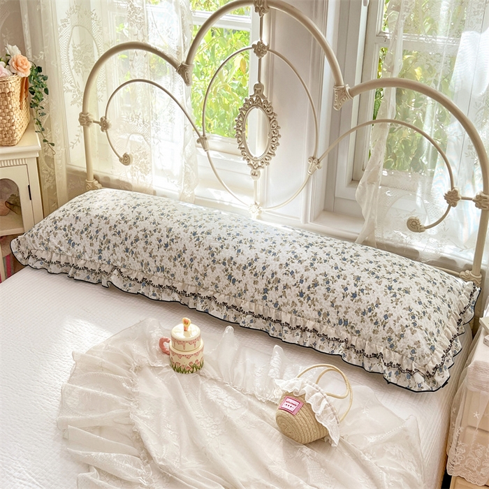 91家纺网 家纺一手货源 找家纺 圣比熊 2026新款A类云朵棉蕾丝双层花边枕套加长双人情侣1.8米枕芯内胆套1.5m枕头 蓝岛风铃