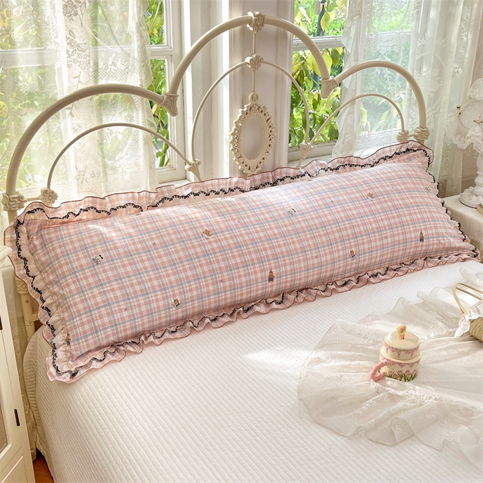 91家纺网 家纺一手货源 找家纺 圣比熊 2026新款A类云朵棉蕾丝双层花边枕套加长双人情侣1.8米枕芯内胆套1.5m枕头 幸运熊