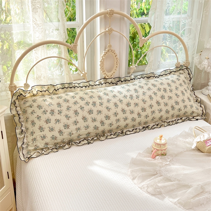 91家纺网 家纺一手货源 找家纺 圣比熊 2026新款A类云朵棉蕾丝双层花边枕套加长双人情侣1.8米枕芯内胆套1.5m枕头 绿涧