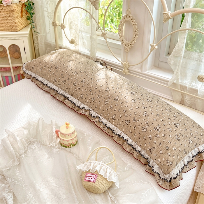 91家纺网 家纺一手货源 找家纺 圣比熊 2026新款A类云朵棉蕾丝双层花边枕套加长双人情侣1.8米枕芯内胆套1.5m枕头 黎梦