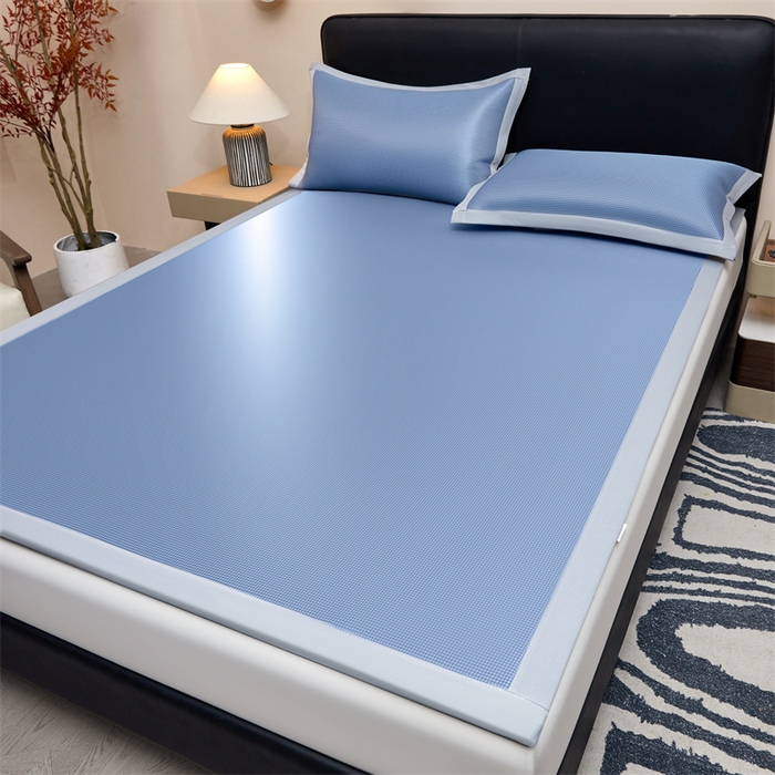 91家纺网 家纺一手货源 找家纺 （总）女子家纺 2026新款碳光冰丝席子三件套加厚三明治冰丝软席席子凉席-平铺席