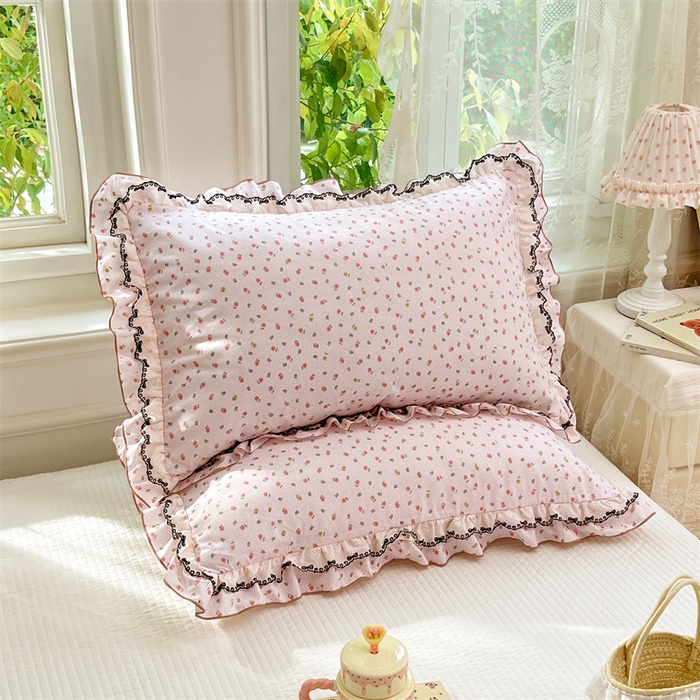91家纺网 家纺一手货源 找家纺 圣比熊 2026新款A类云朵棉蕾丝双层花边枕套宿舍单人单只一只装枕芯48x74cm内胆套 花田洛