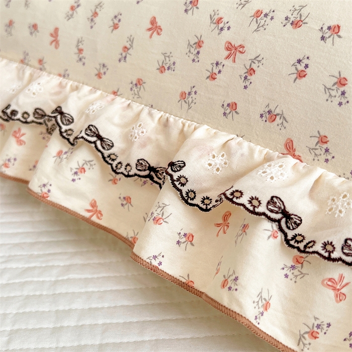 91家纺网 家纺一手货源 找家纺 圣比熊 2026新款A类云朵棉蕾丝双层花边枕套宿舍单人单只一只装枕芯48x74cm内胆套 苏颜粉