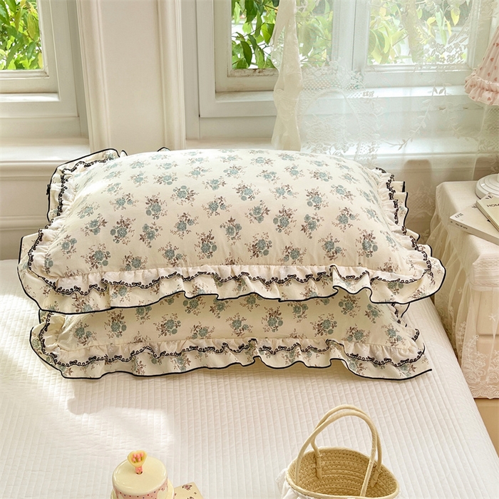 91家纺网 家纺一手货源 找家纺 圣比熊 2026新款A类云朵棉蕾丝双层花边枕套宿舍单人单只一只装枕芯48x74cm内胆套 绿涧