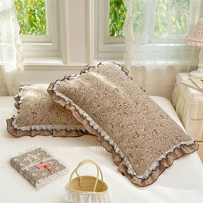 91家纺网 家纺一手货源 找家纺 圣比熊 2026新款A类云朵棉蕾丝双层花边枕套宿舍单人单只一只装枕芯48x74cm内胆套 黎梦