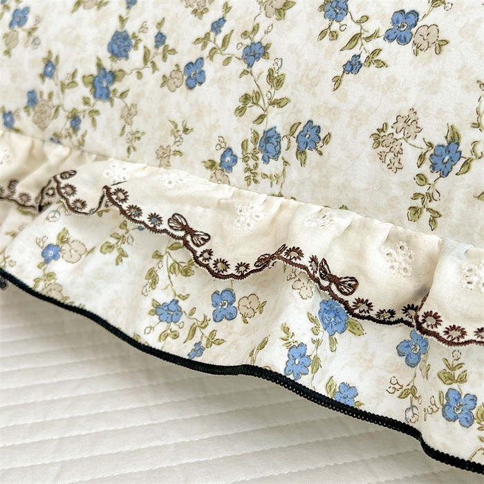 91家纺网 家纺一手货源 找家纺 圣比熊 2026新款A类云朵棉蕾丝双层花边枕套宿舍单人单只一只装枕芯48x74cm内胆套 蓝岛风铃