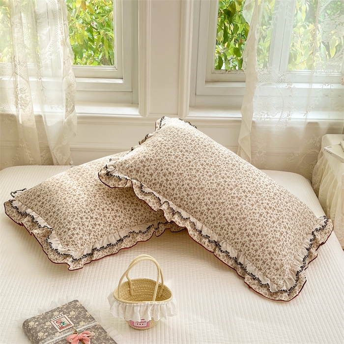 91家纺网 家纺一手货源 找家纺 圣比熊 2026新款A类云朵棉蕾丝双层花边枕套宿舍单人单只一只装枕芯48x74cm内胆套 浮影