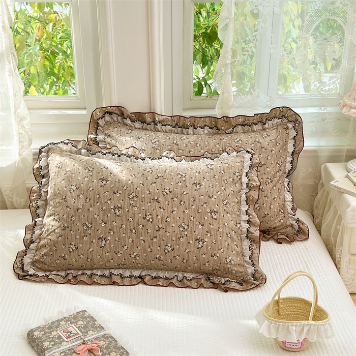 91家纺网 家纺一手货源 找家纺 圣比熊 2026新款A类云朵棉蕾丝双层花边枕套宿舍单人单只一只装枕芯48x74cm内胆套 黎梦