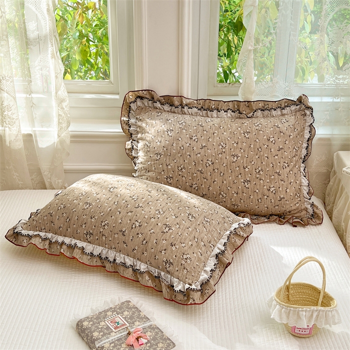 91家纺网 家纺一手货源 找家纺 圣比熊 2026新款A类云朵棉蕾丝双层花边枕套宿舍单人单只一只装枕芯48x74cm内胆套 黎梦